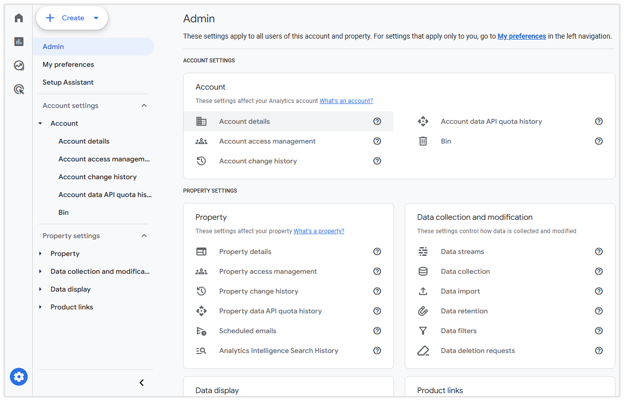 Account Management Google Analytics